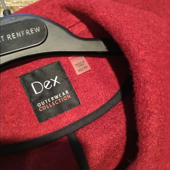 Dex red boiled wool coat, size xs - Picture 5 of 5